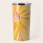 Sunburst Yellow and Orange Abstract Watercolor Flower Travel Mug Gallery Image 1