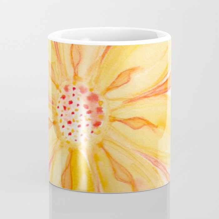 Sunburst Yellow and Orange Abstract Watercolor Flower Coffee Mug Gallery Image 4