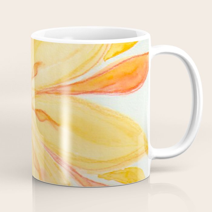 Sunburst Yellow and Orange Abstract Watercolor Flower Coffee Mug Gallery Image 1