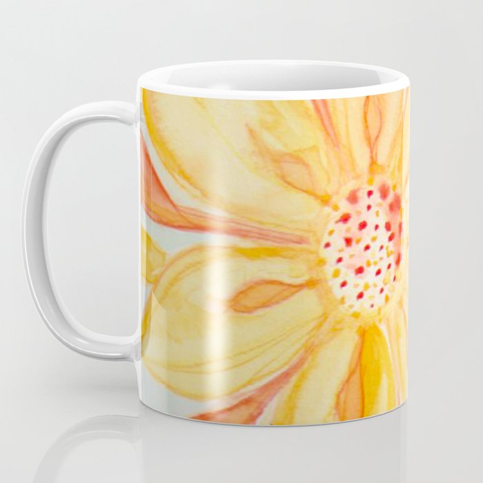 Sunburst Yellow and Orange Abstract Watercolor Flower Coffee Mug Gallery Image 3