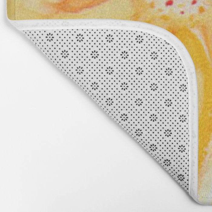 Sunburst Yellow and Orange Abstract Watercolor Flower Bath Mat Gallery Image 2
