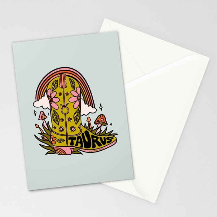 Taurus Cowboy Boots Stationery Card Gallery Image 2