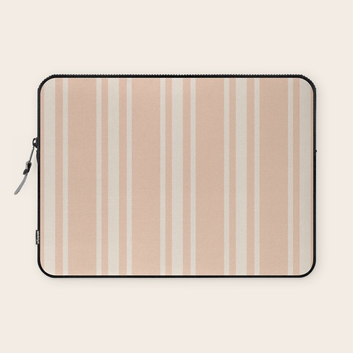 Mediterranean Ticking Stripe Dusty Peach Sand Laptop Sleeve Gallery Image 1