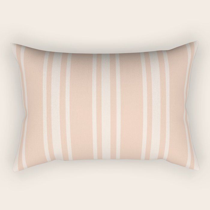Mediterranean Ticking Stripe Dusty Peach Sand Rectangular Pillow Gallery Image 2
