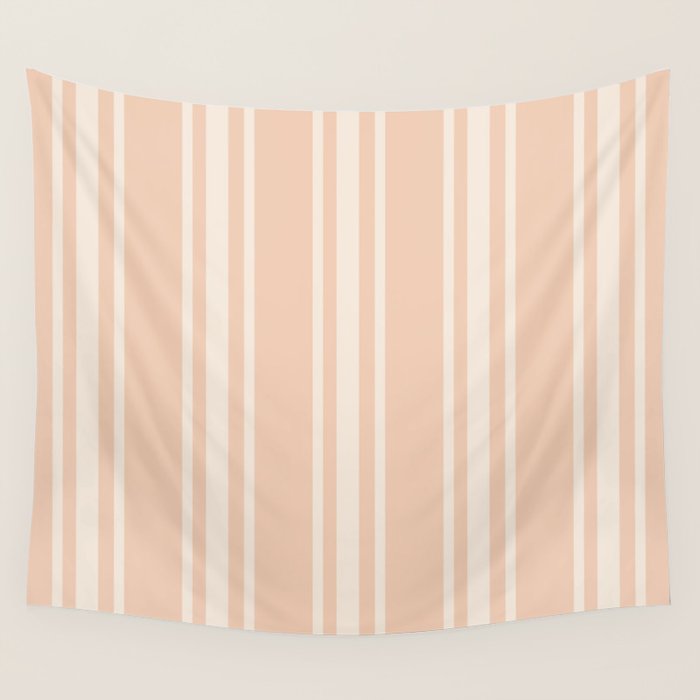 Mediterranean Ticking Stripe Dusty Peach Sand Wall Tapestry Gallery Image 4