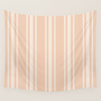 Mediterranean Ticking Stripe Dusty Peach Sand Wall Tapestry Gallery Image 4