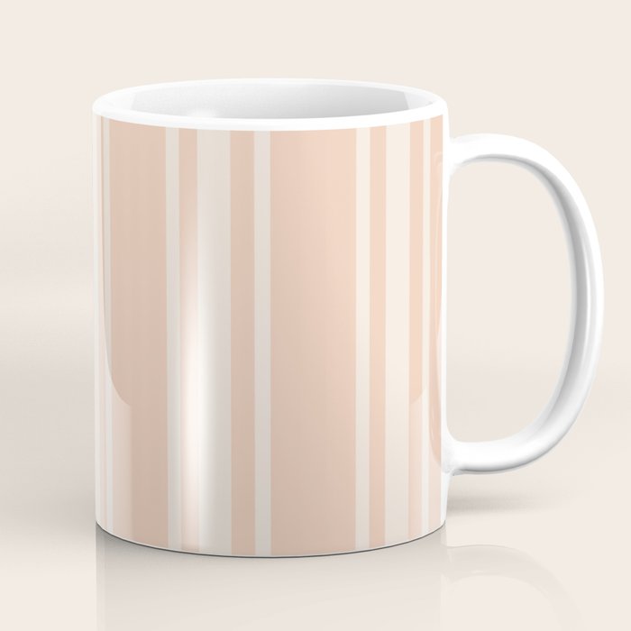Mediterranean Ticking Stripe Dusty Peach Sand Coffee Mug Gallery Image 1