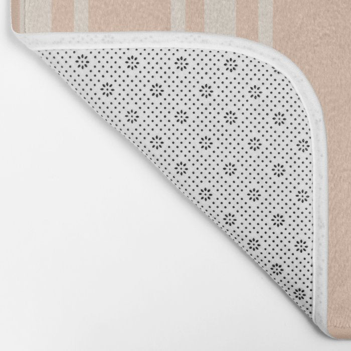 Mediterranean Ticking Stripe Dusty Peach Sand Bath Mat Gallery Image 2