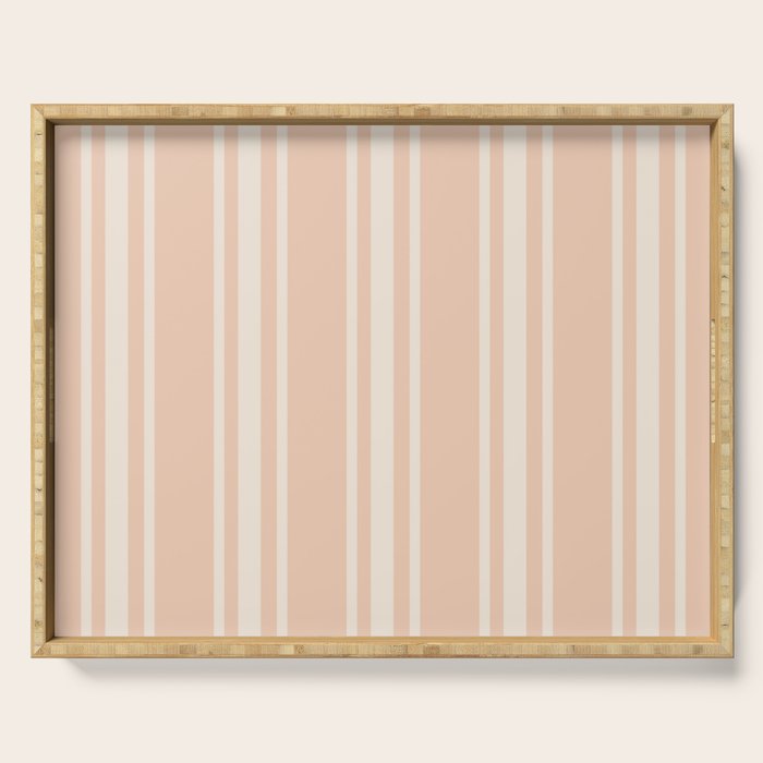 Mediterranean Ticking Stripe Dusty Peach Sand Serving Tray Gallery Image 1
