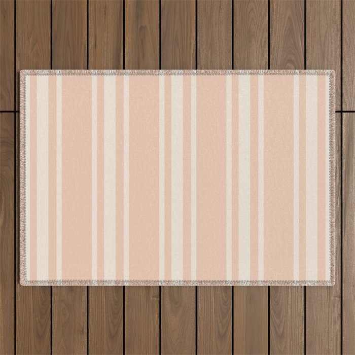 Mediterranean Ticking Stripe Dusty Peach Sand Outdoor Rug Gallery Image 1
