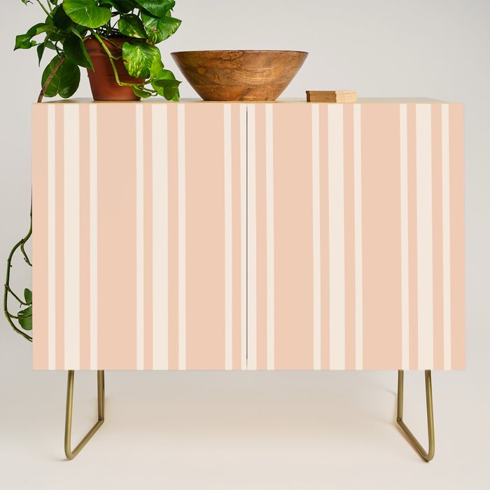 Mediterranean Ticking Stripe Dusty Peach Sand Credenza Gallery Image 1