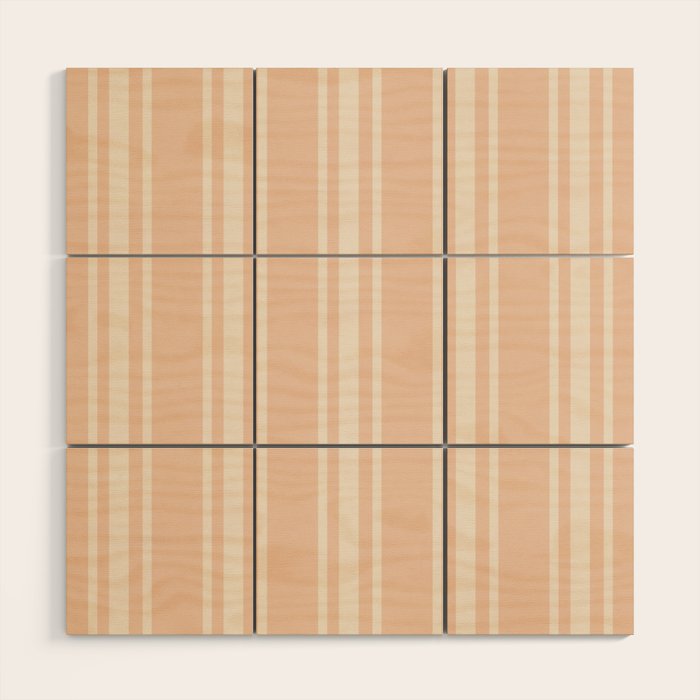 Mediterranean Ticking Stripe Dusty Peach Sand Wood Wall Art Gallery Image 1