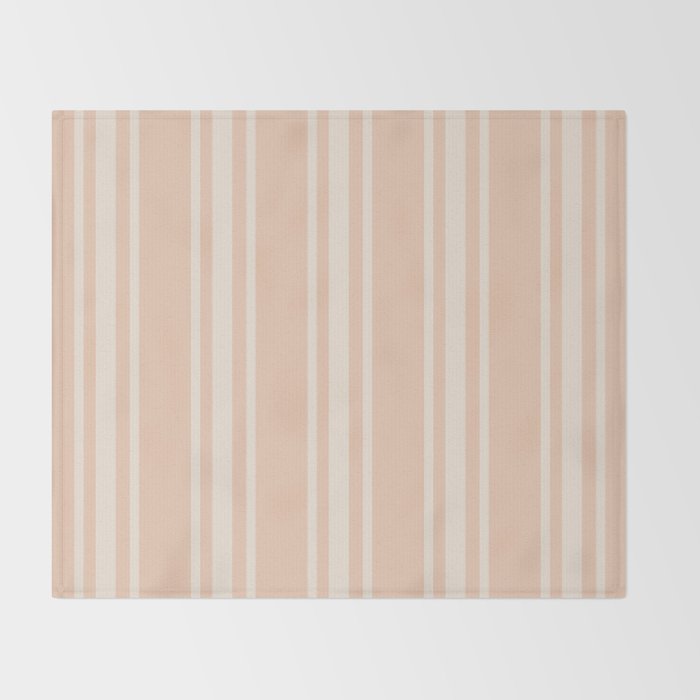 Mediterranean Ticking Stripe Dusty Peach Sand Throw Blanket Gallery Image 2