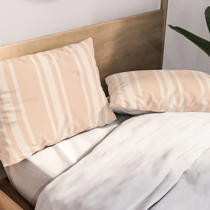 Mediterranean Ticking Stripe Dusty Peach Sand Pillow Sham Gallery Image 2