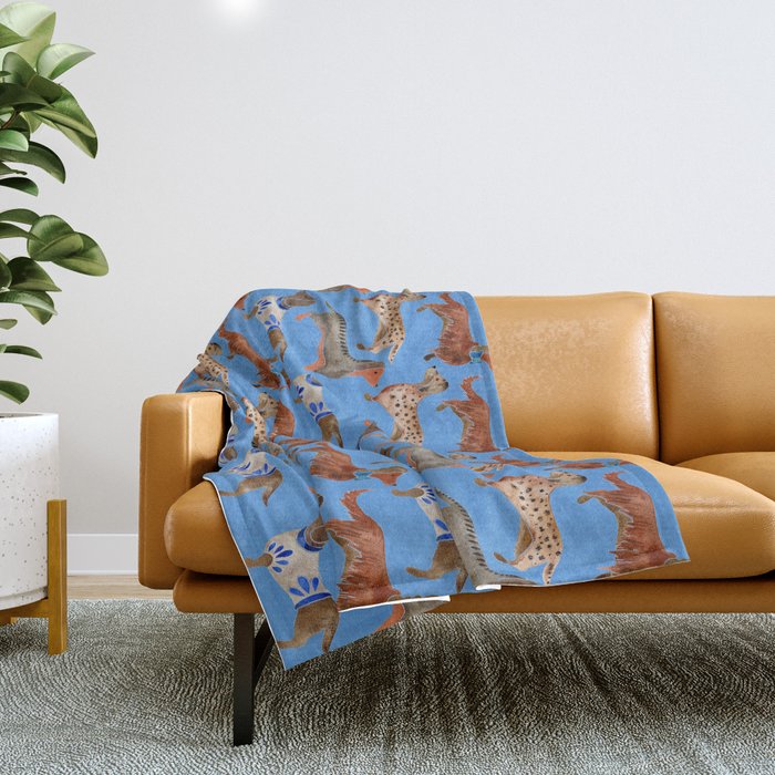 Dachshunds - Cornflower Blue Palette Throw Blanket Gallery Image 1