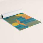 Mid-Century Modern Geometrica Pattern in Moroccan Teal Blue Olive Green Mustard Yellow Orange Yoga Mat Gallery Image 2