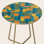 Mid-Century Modern Geometrica Pattern in Moroccan Teal Blue Olive Green Mustard Yellow Orange Side Table Gallery Image 2