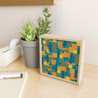 Mid-Century Modern Geometrica Pattern in Moroccan Teal Blue Olive Green Mustard Yellow Orange Mini Art Print Gallery Image 2