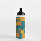 Mid-Century Modern Geometrica Pattern in Moroccan Teal Blue Olive Green Mustard Yellow Orange Water Bottle Gallery Image 2
