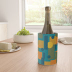 Mid-Century Modern Geometrica Pattern in Moroccan Teal Blue Olive Green Mustard Yellow Orange Wine Chiller Gallery Image 4