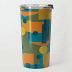 Mid-Century Modern Geometrica Pattern in Moroccan Teal Blue Olive Green Mustard Yellow Orange Travel Mug Gallery Image 2