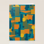 Mid-Century Modern Geometrica Pattern in Moroccan Teal Blue Olive Green Mustard Yellow Orange Stationery Card Gallery Image 2