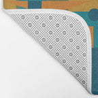Mid-Century Modern Geometrica Pattern in Moroccan Teal Blue Olive Green Mustard Yellow Orange Bath Mat Gallery Image 2