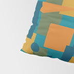 Mid-Century Modern Geometrica Pattern in Moroccan Teal Blue Olive Green Mustard Yellow Orange Pillow Sham Gallery Image 4