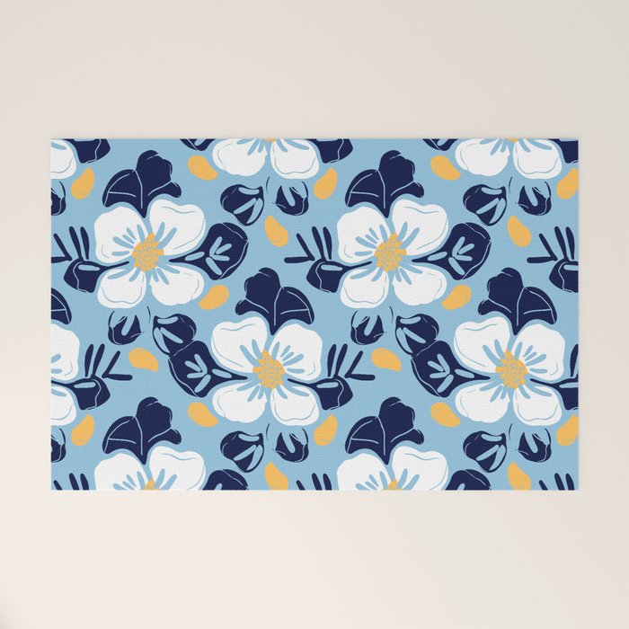 Vintage flower nature art pattern Welcome Mat Gallery Image 1