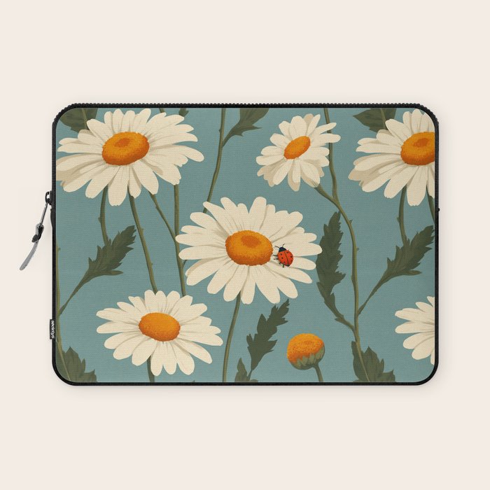 Charming Daisies with Ladybug Laptop Sleeve Gallery Image 1