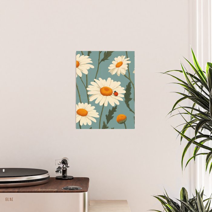 Charming Daisies with Ladybug Poster Gallery Image 2