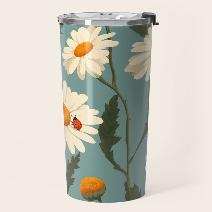 Charming Daisies with Ladybug Travel Mug Gallery Image 2