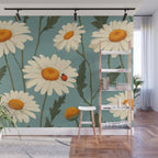 Charming Daisies with Ladybug Wall Mural Gallery Image 1