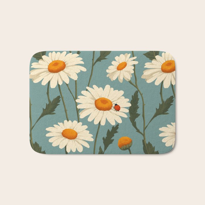 Charming Daisies with Ladybug Bath Mat Gallery Image 1