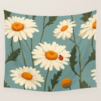 Charming Daisies with Ladybug Wall Tapestry Gallery Image 4