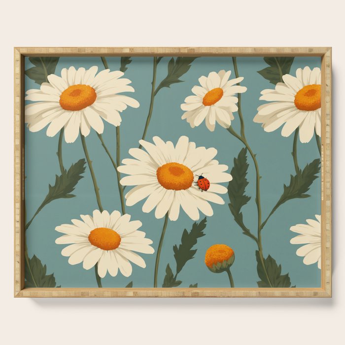 Charming Daisies with Ladybug Serving Tray Gallery Image 1