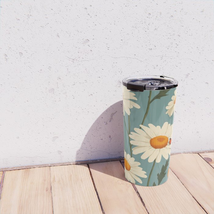 Charming Daisies with Ladybug Travel Mug Gallery Image 4