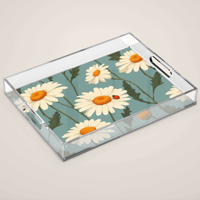 Charming Daisies with Ladybug Acrylic Tray Gallery Image 1