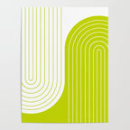 Two Tone Line Curvature LXXVII Lime Green Modern Arch Abstract Poster Gallery Image 4