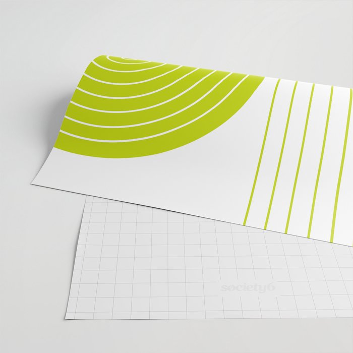 Two Tone Line Curvature LXXVII Lime Green Modern Arch Abstract Wrapping Paper Gallery Image 2