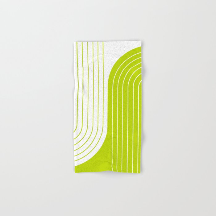 Two Tone Line Curvature LXXVII Lime Green Modern Arch Abstract Bath Towel Gallery Image 1