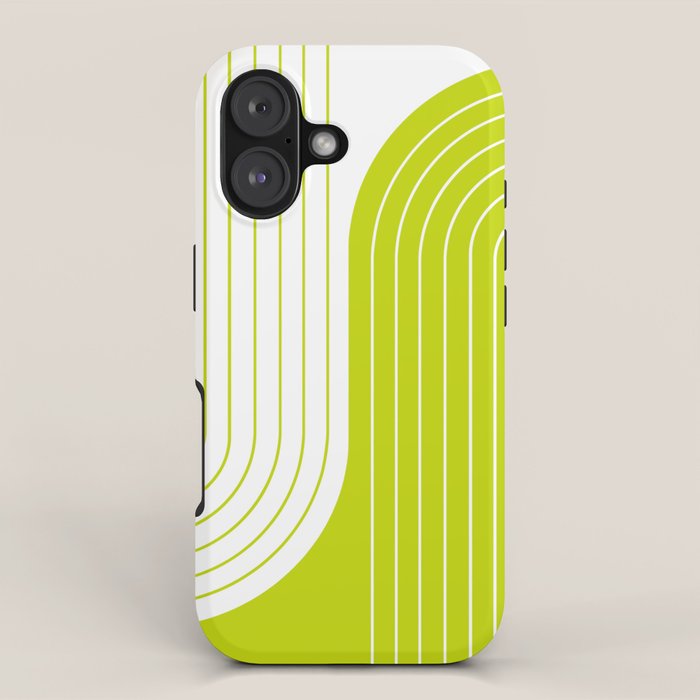 Two Tone Line Curvature LXXVII Lime Green Modern Arch Abstract iPhone Case Gallery Image 1