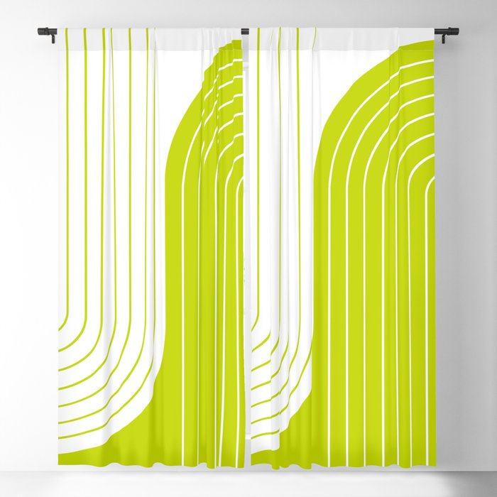 Two Tone Line Curvature LXXVII Lime Green Modern Arch Abstract Window Curtain Gallery Image 5