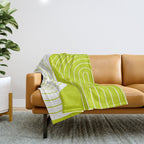 Two Tone Line Curvature LXXVII Lime Green Modern Arch Abstract Throw Blanket Gallery Image 1