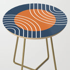 Mid Century Modern Geometric 133 in Navy Blue and vintage orange (Sun and Rainbow Abstract) Side Table Gallery Image 2