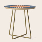 Mid Century Modern Geometric 133 in Navy Blue and vintage orange (Sun and Rainbow Abstract) Side Table Gallery Image 1