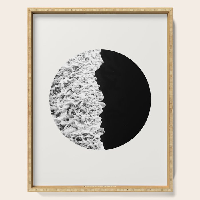 Ocean Yin Yang - Landscape Art Print, Black and White Photography  Serving Tray Gallery Image 1