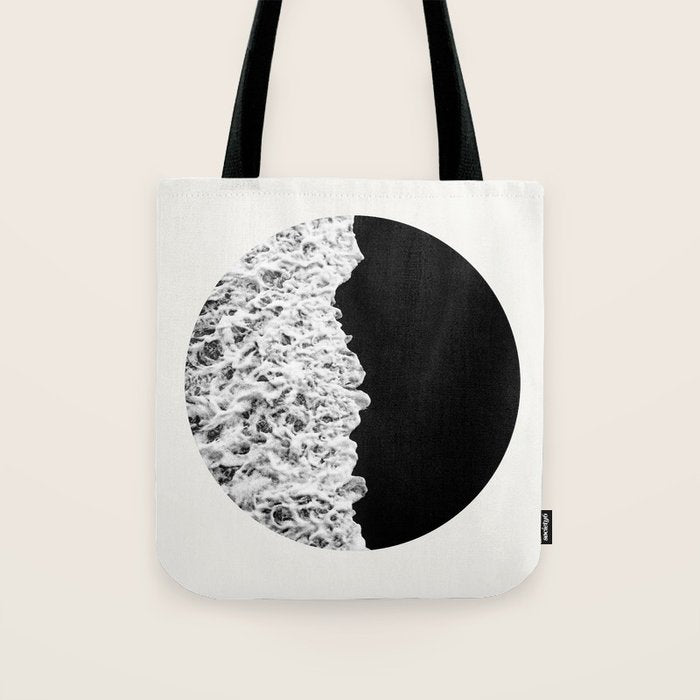 Ocean Yin Yang - Landscape Art Print, Black and White Photography  Tote Bag Gallery Image 1