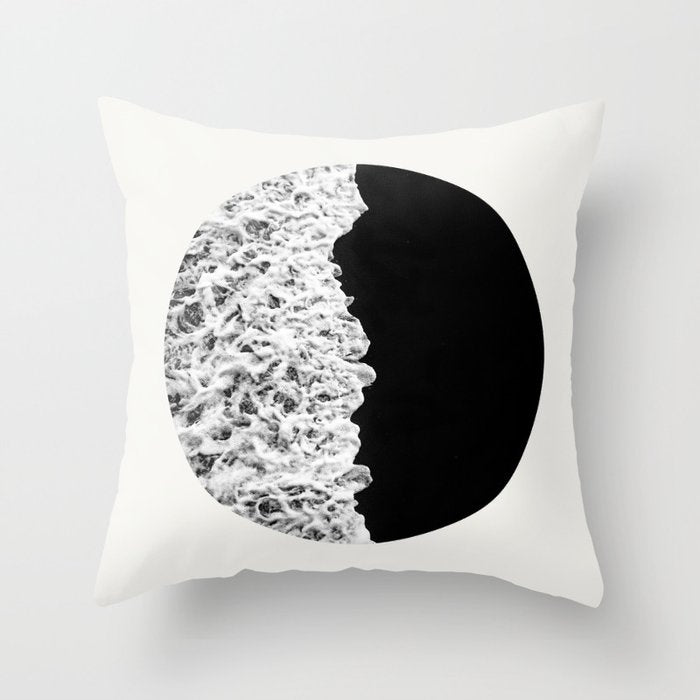 Ocean Yin Yang - Landscape Art Print, Black and White Photography  Throw Pillow Gallery Image 6