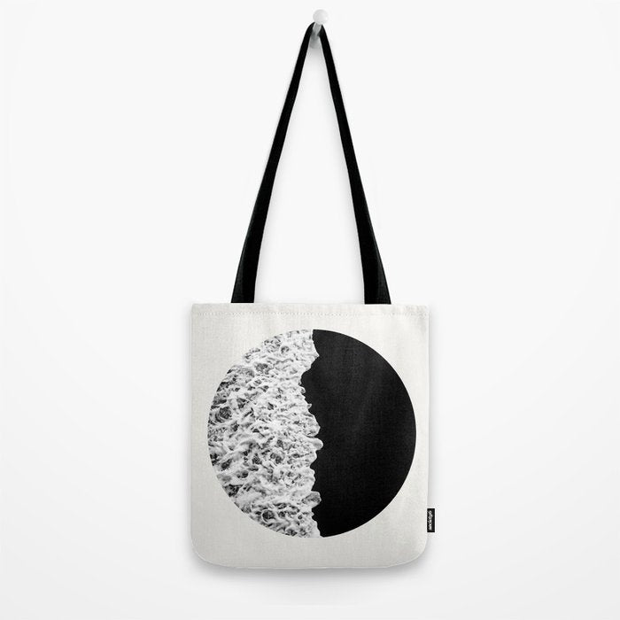 Ocean Yin Yang - Landscape Art Print, Black and White Photography  Tote Bag Gallery Image 2